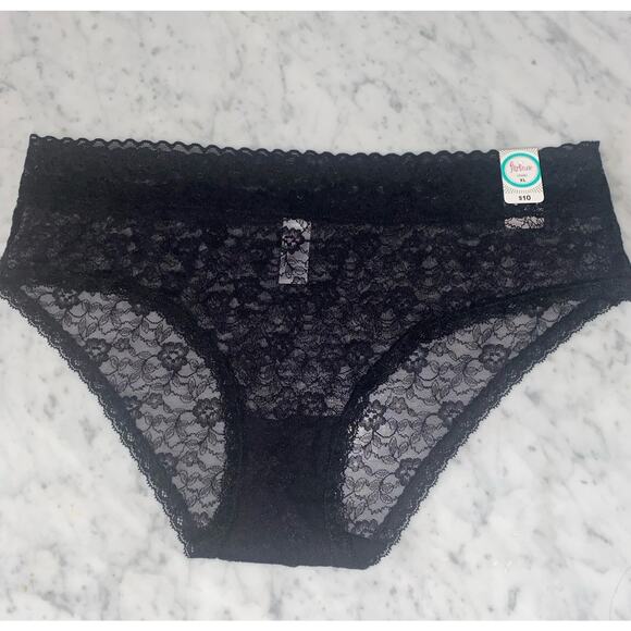 Flirtitude Cheeky Panties XL Thong Lot of 4 Black Lace New - Picture 4 of 6
